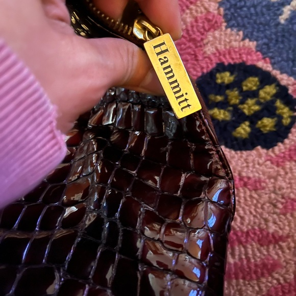 Hammitt Leather Suede Gold Stud Crocodile Satchel - Picture 6 of 7